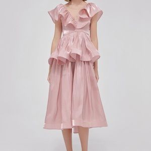 Pink MIDI Ruffles dress